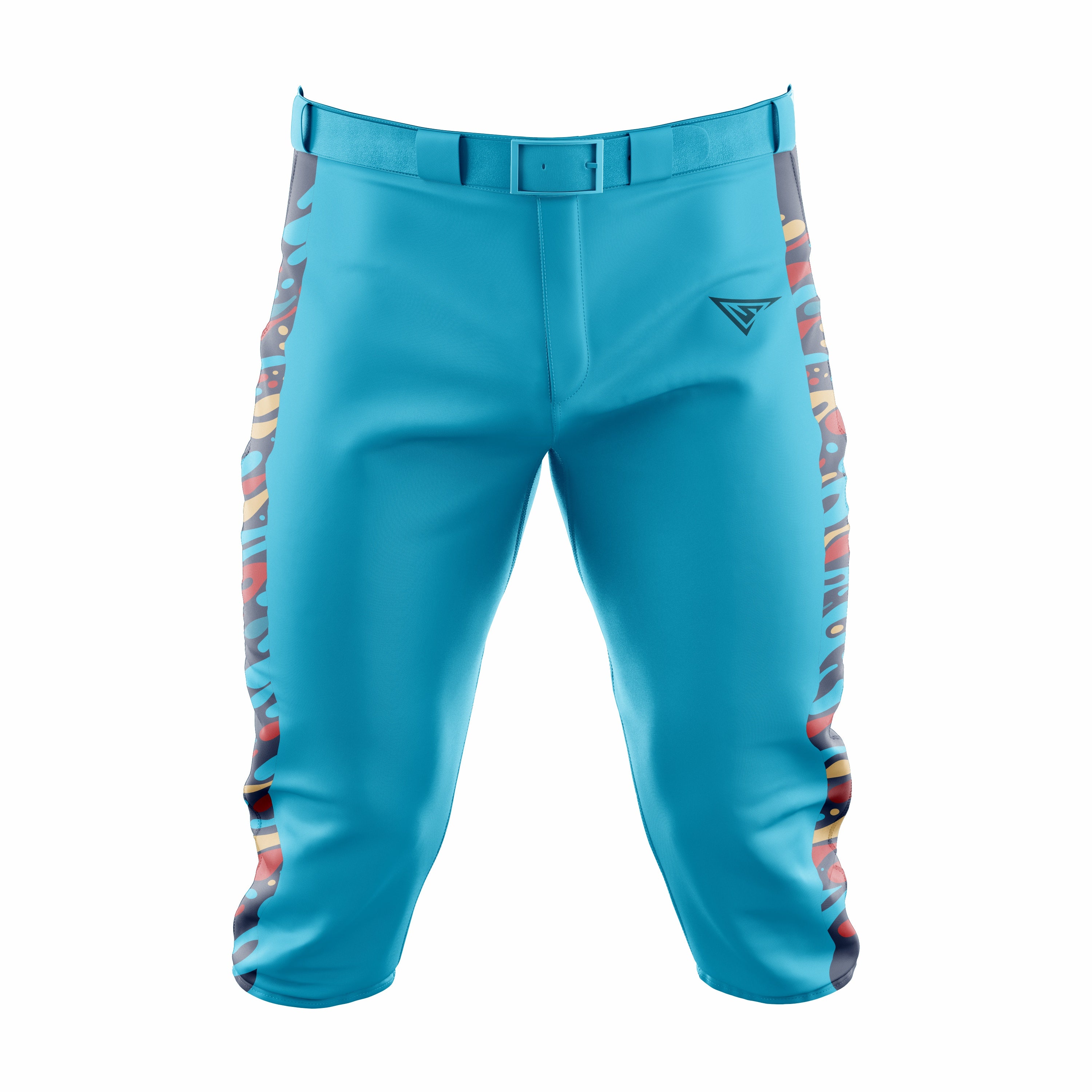 Custom Cyan, Black & Red Baseball Knicker Pant