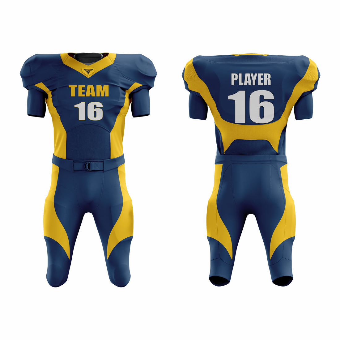 Custom Blue Yellow Authentic Football Uniform  (with Integrated Pads)