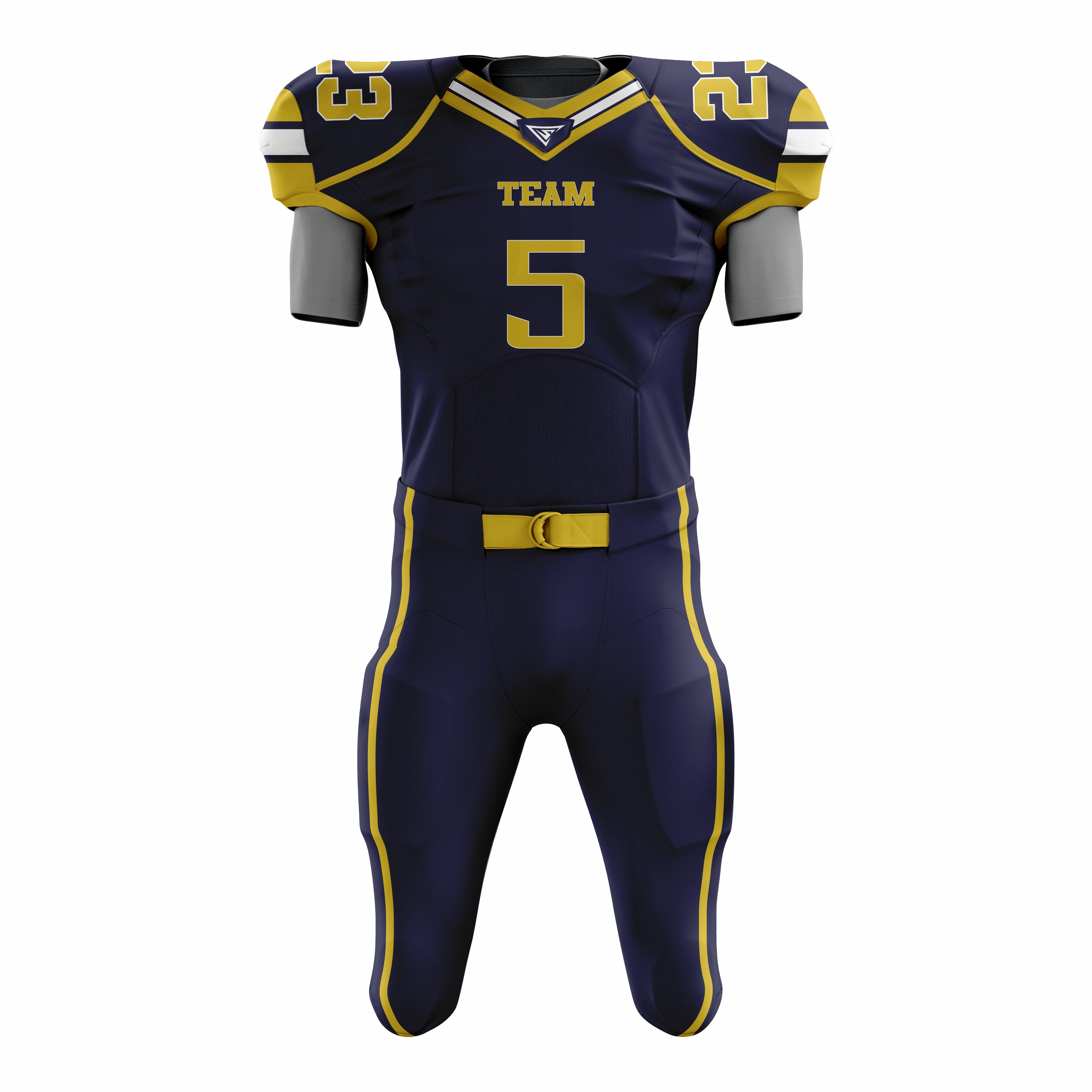 Custom Blue Yellow American Football Uniforms with Integrated Pads