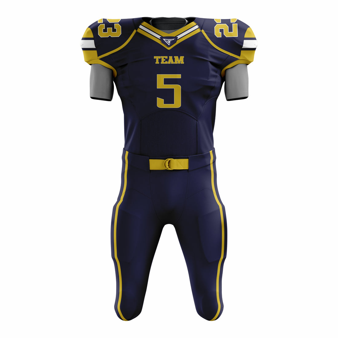 Custom Blue Yellow American Football Uniforms with Integrated Pads