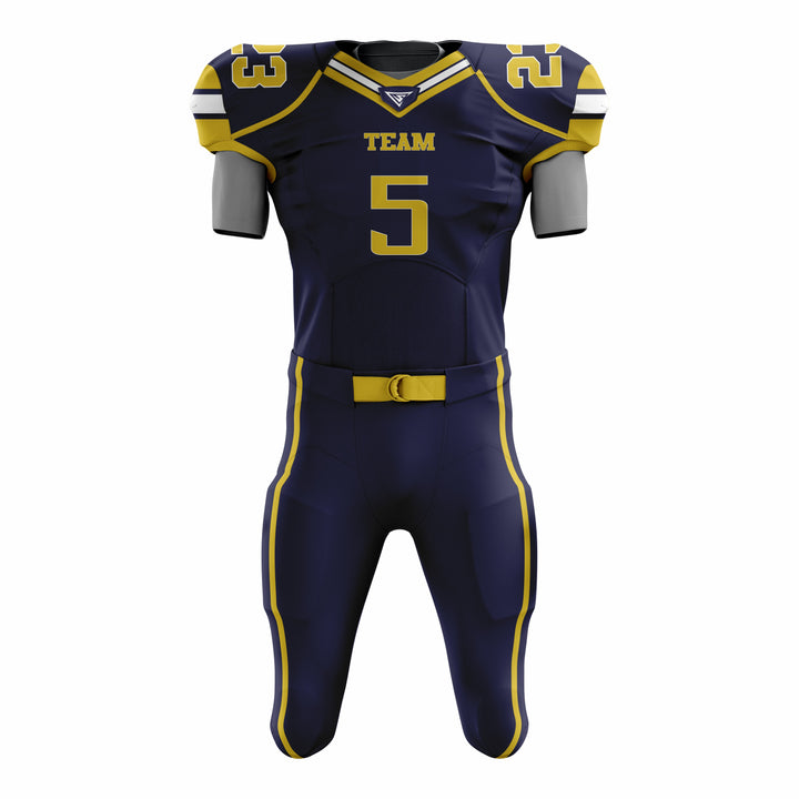 Custom Blue Yellow American Football Uniforms with Integrated Pads