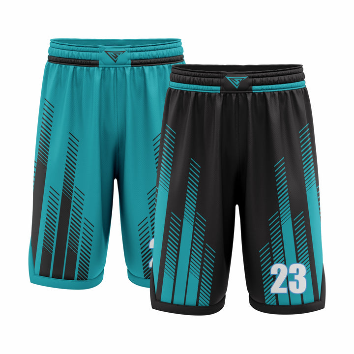 Custom teal black Reversible Double Side Sublimation Basketball Short
