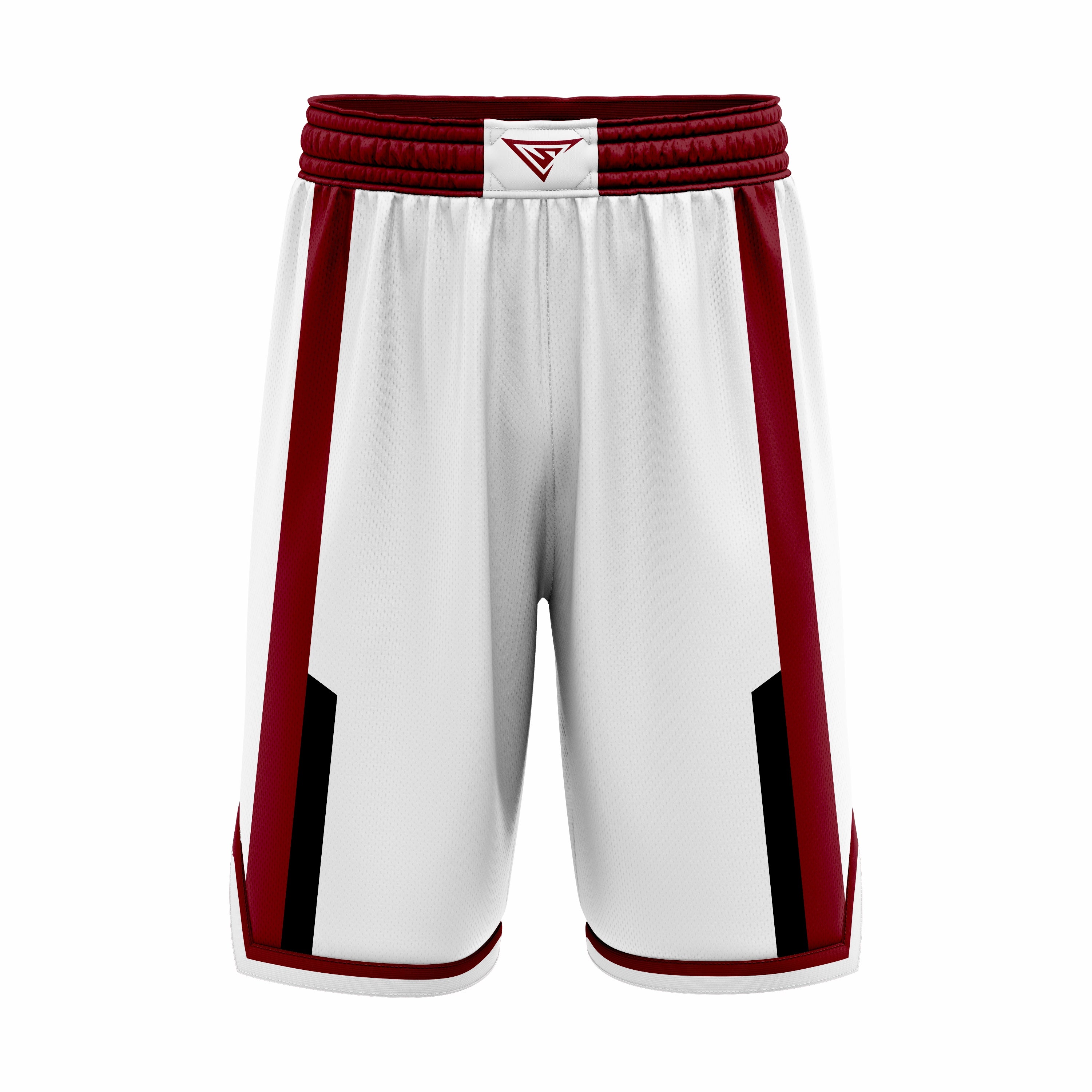 Custom White, Maroon & Black Authentic Basketball Shorts