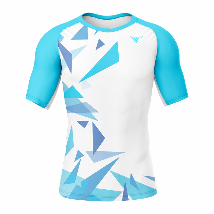 Custom cyan white Authentic Short Sleeve Compression Shirt