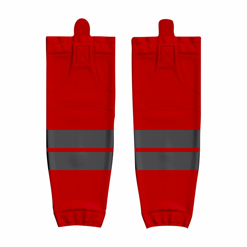 Custom Red Gray Hockey Socks