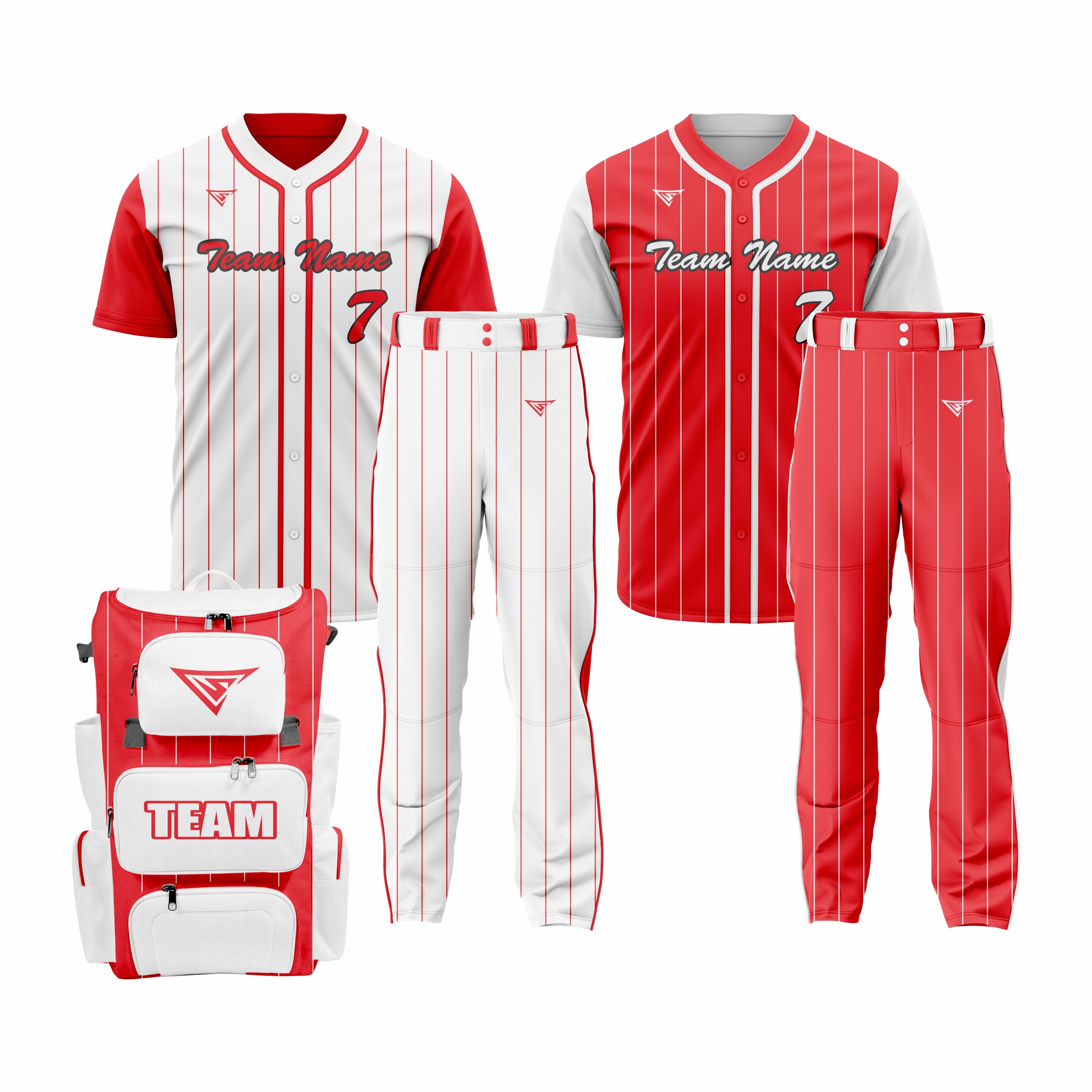 CUSTOM ORANGE & WHITE BASEBALL TEAM UNIFORM PACKAGE - ALL-STAR