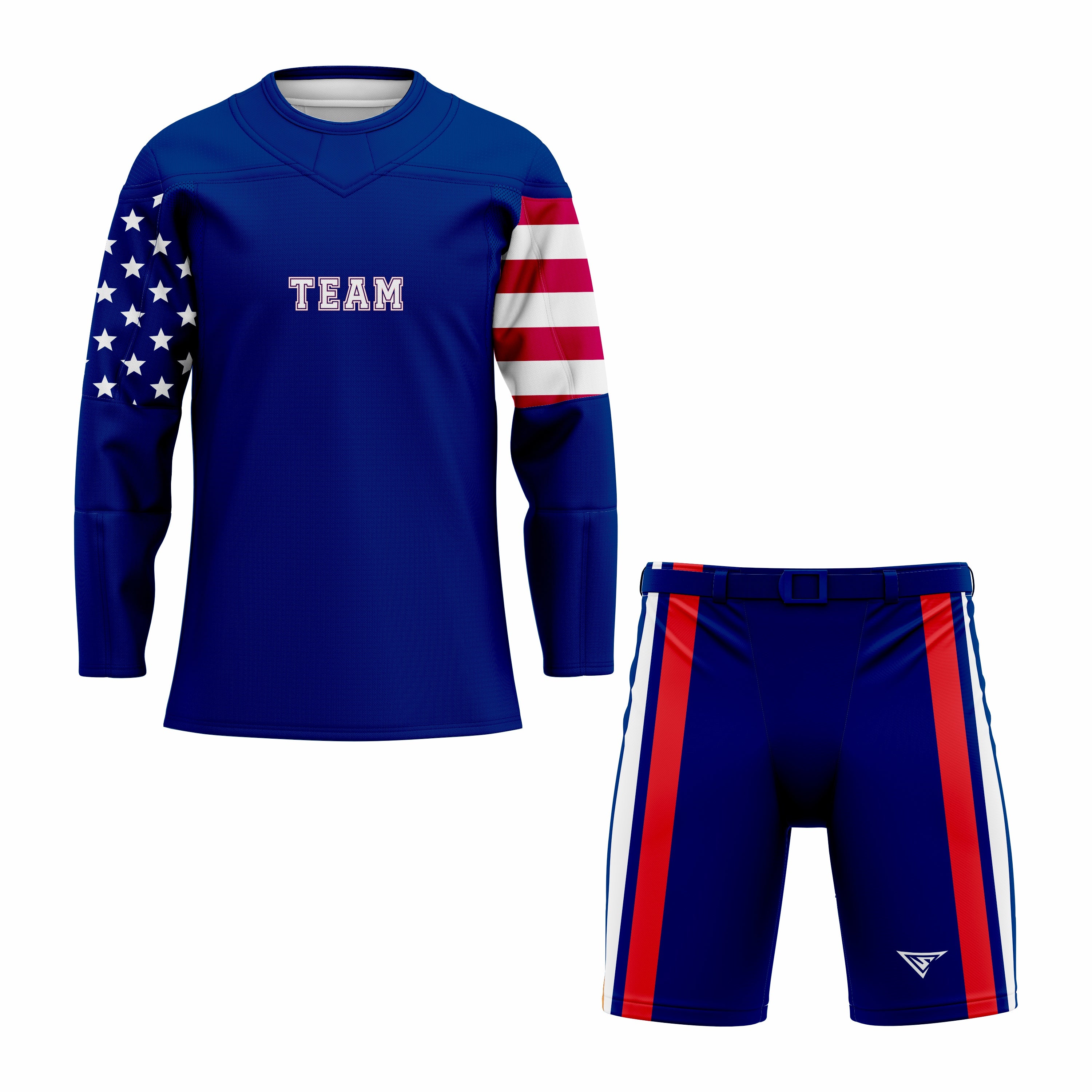 CUSTOM BLUE RED HOCKEY UNIFORM