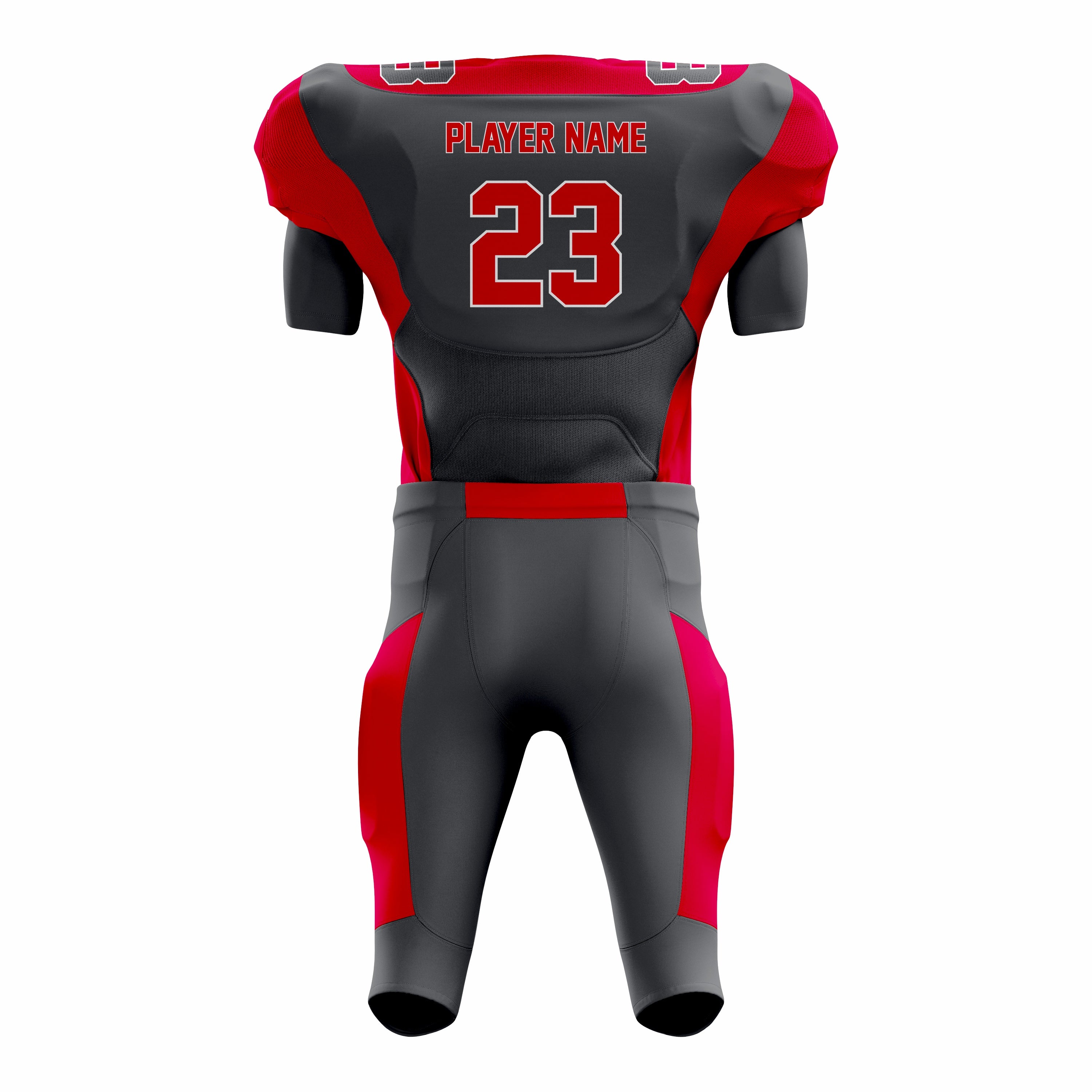 Custom Black Red American Football Uniforms with Integrated Pads