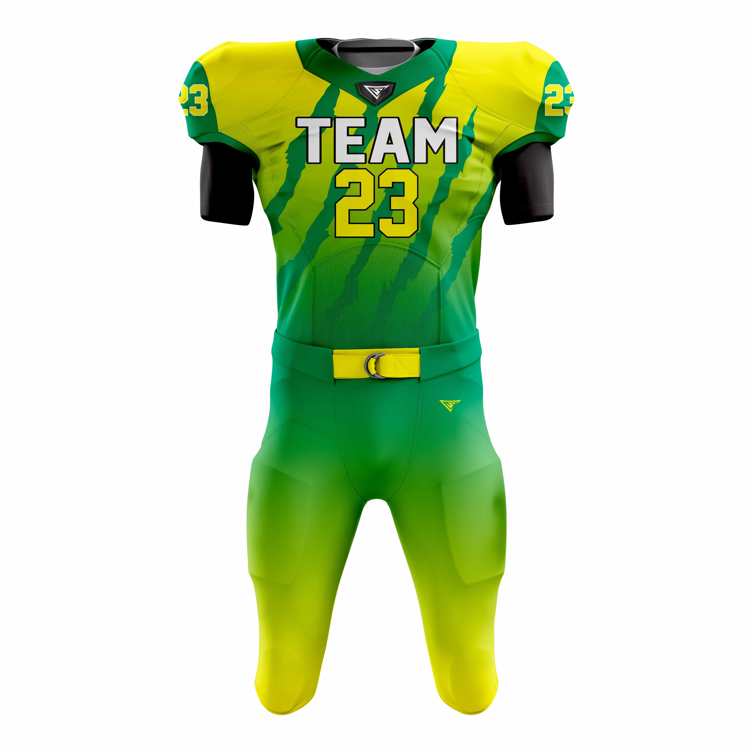 Custom Yellow Green American Football Uniforms with Integrated Pads