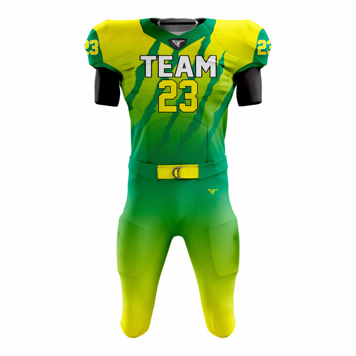 Custom Yellow Green American Football Uniforms with Integrated Pads