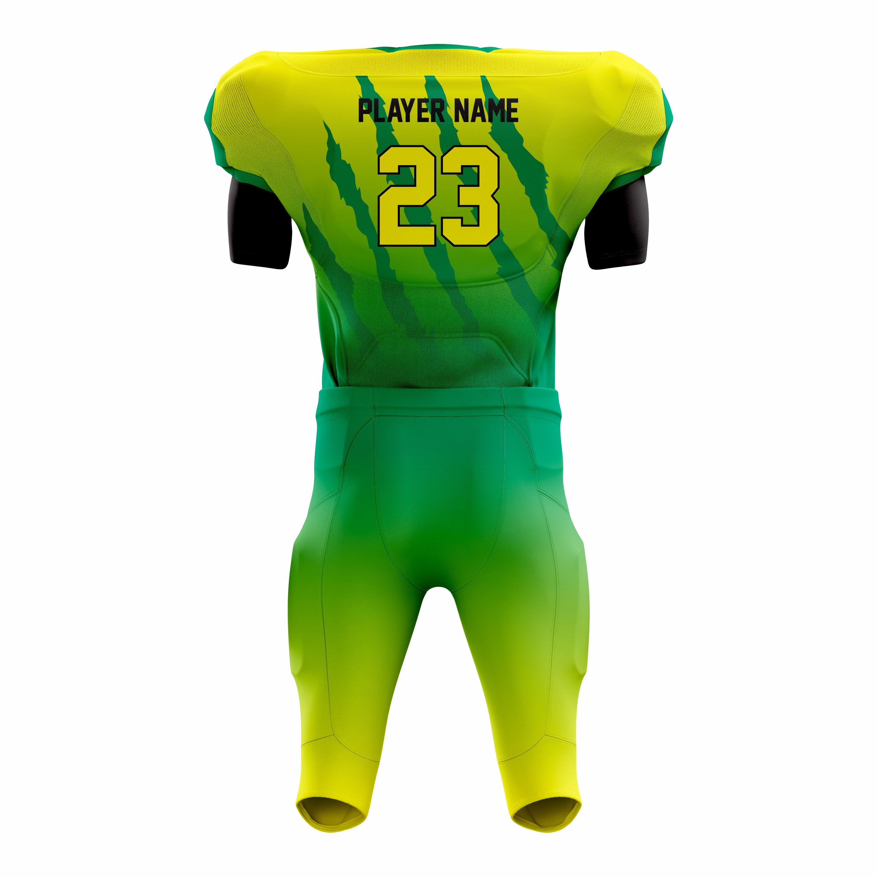 Custom Yellow Green American Football Uniforms with Integrated Pads