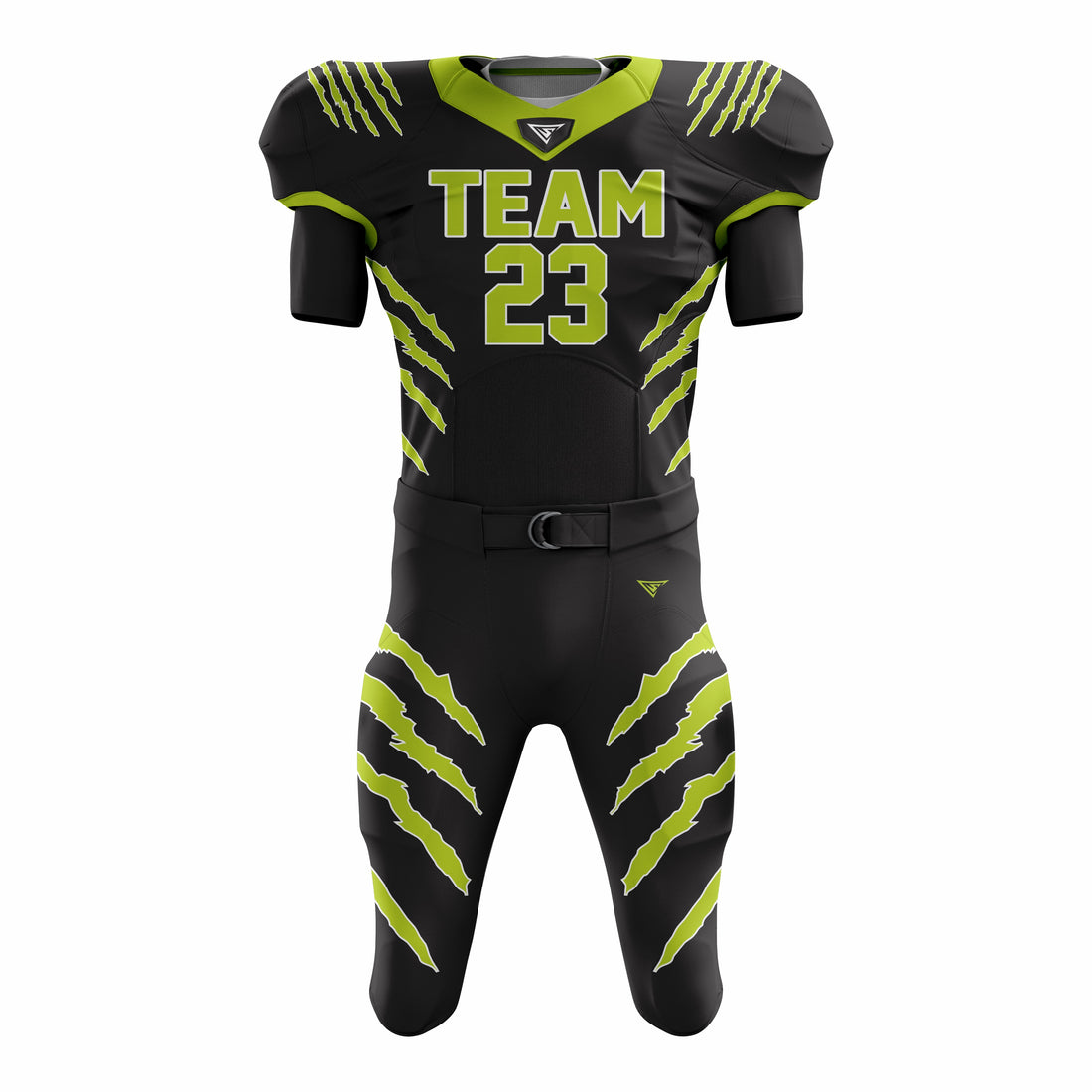 Custom black Green American Football Uniforms with Integrated Pads