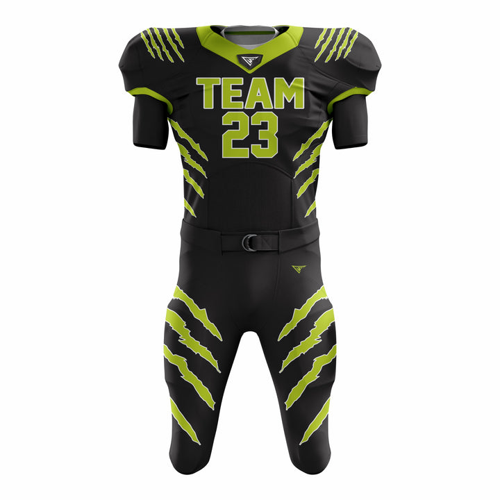 Custom black Green American Football Uniforms with Integrated Pads