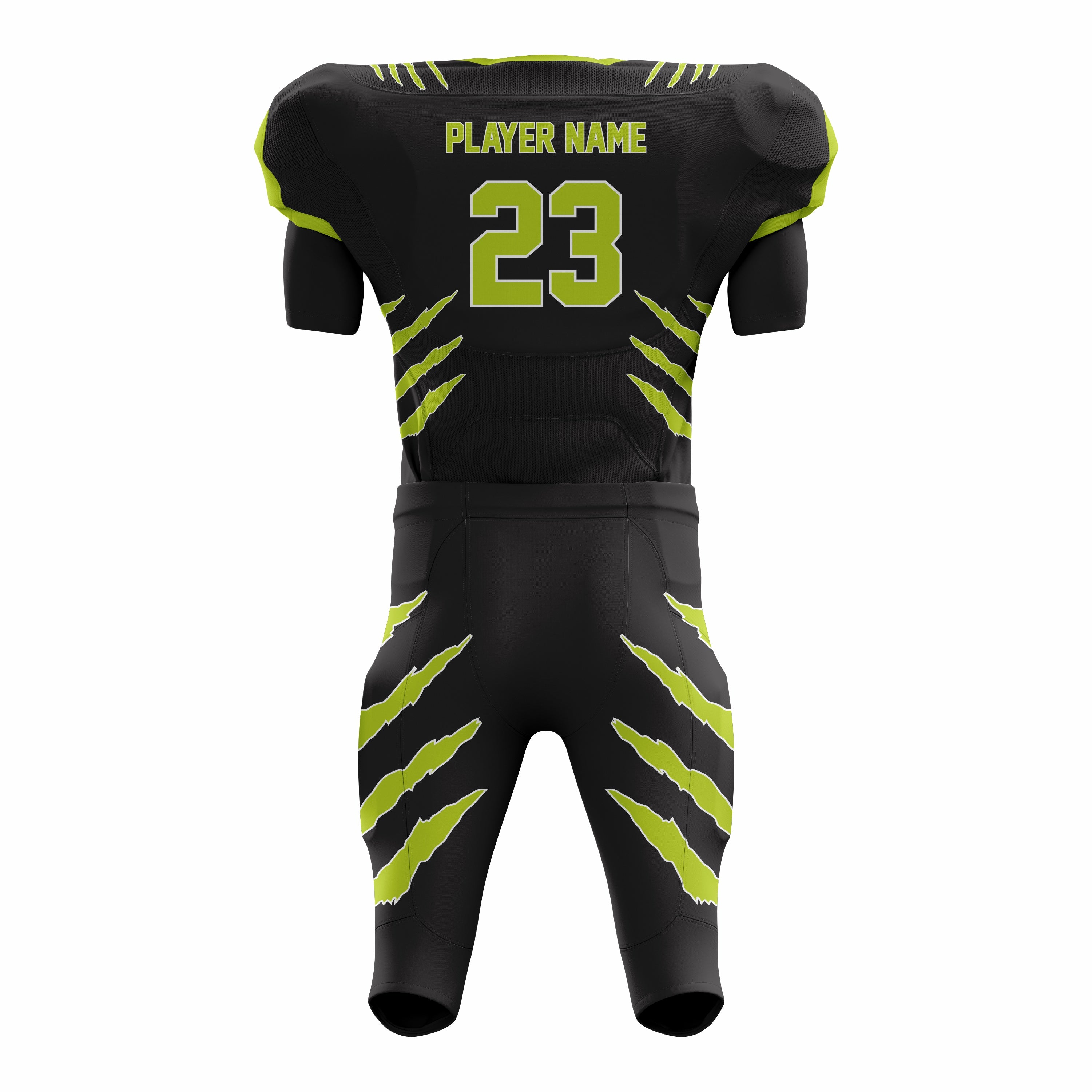 Custom black Green American Football Uniforms with Integrated Pads