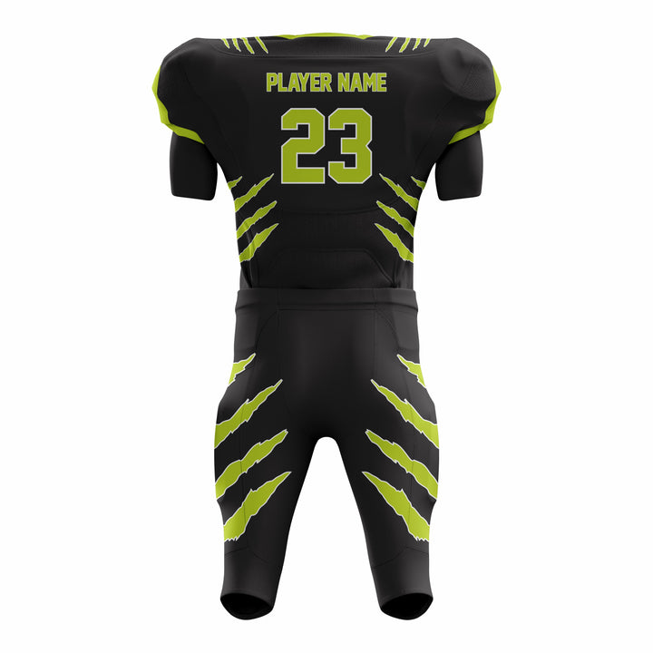 Custom black Green American Football Uniforms with Integrated Pads