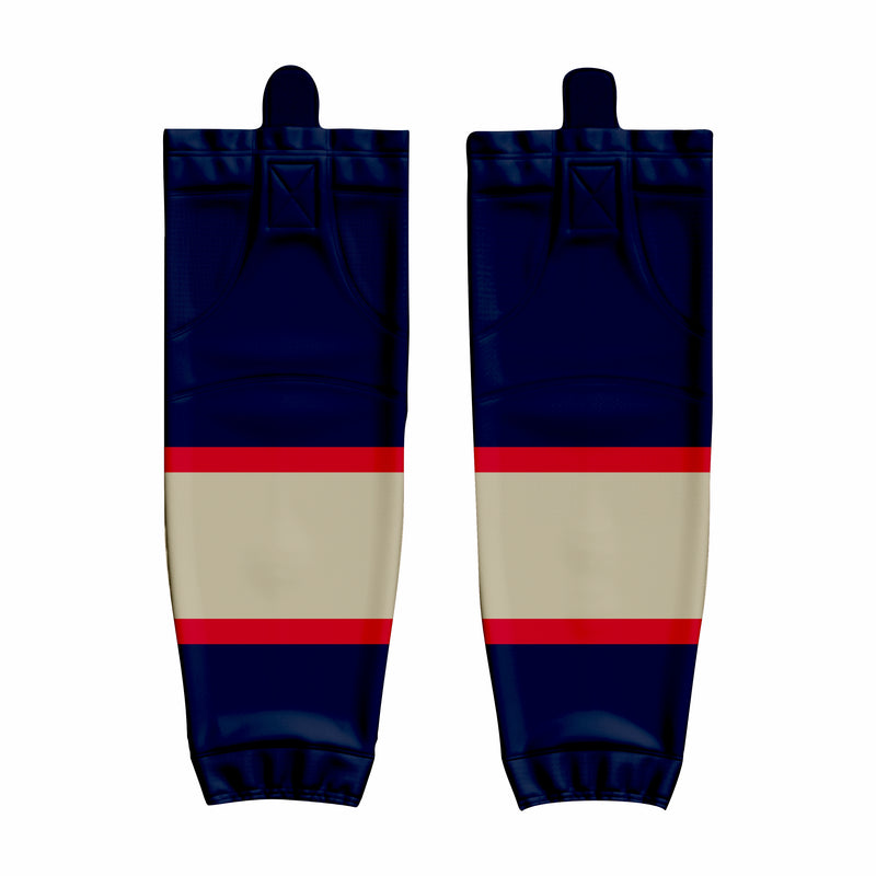 Custom Blue Red mustard Hockey Socks