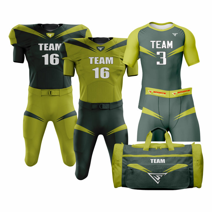 CUSTOM ORANGE & BLACK AMERICAN FOOTBALL TEAM UNIFORM PACKAGE DIAMOND PRO
