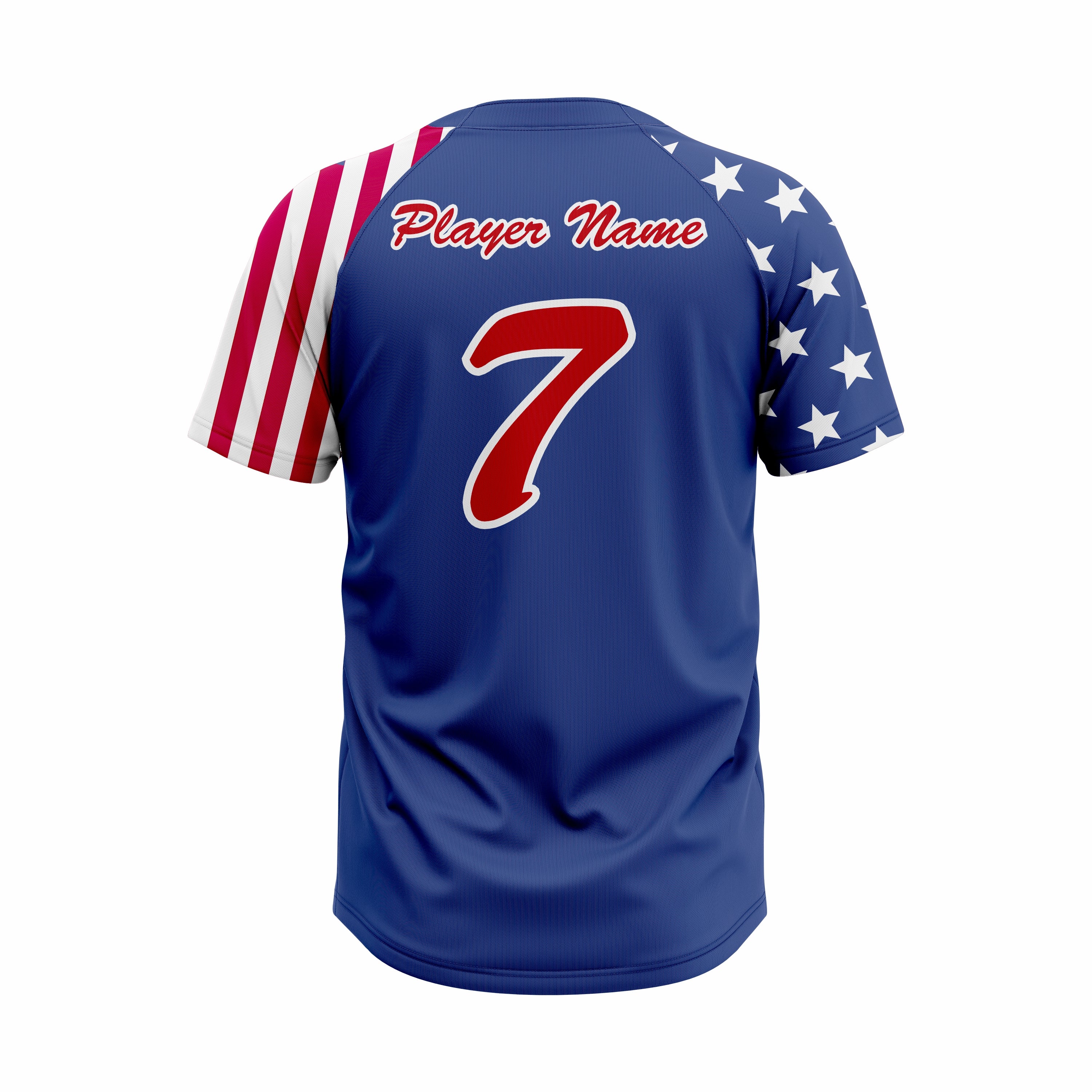 Custom Blue, Red & White Authentic Baseball two Buttons Jersey