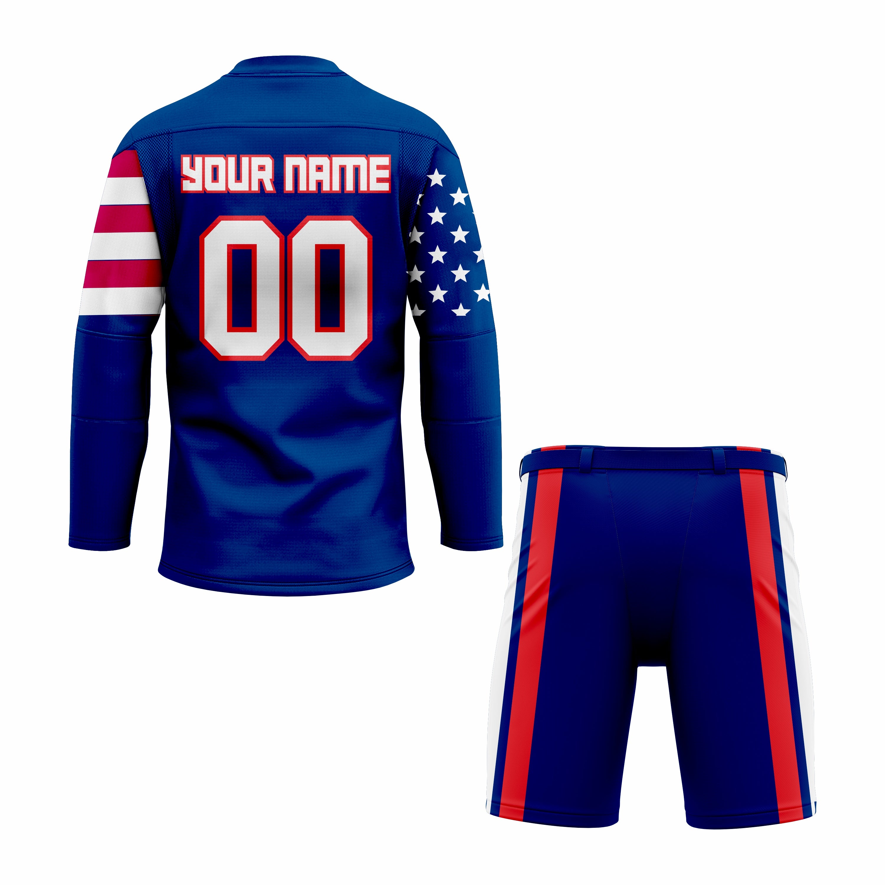 CUSTOM BLUE RED HOCKEY UNIFORM