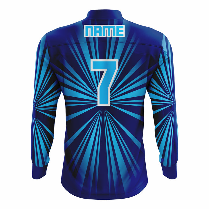 Custom Blue, White & Black ¼ ZIP LONG SLEEVE CAGE JACKET