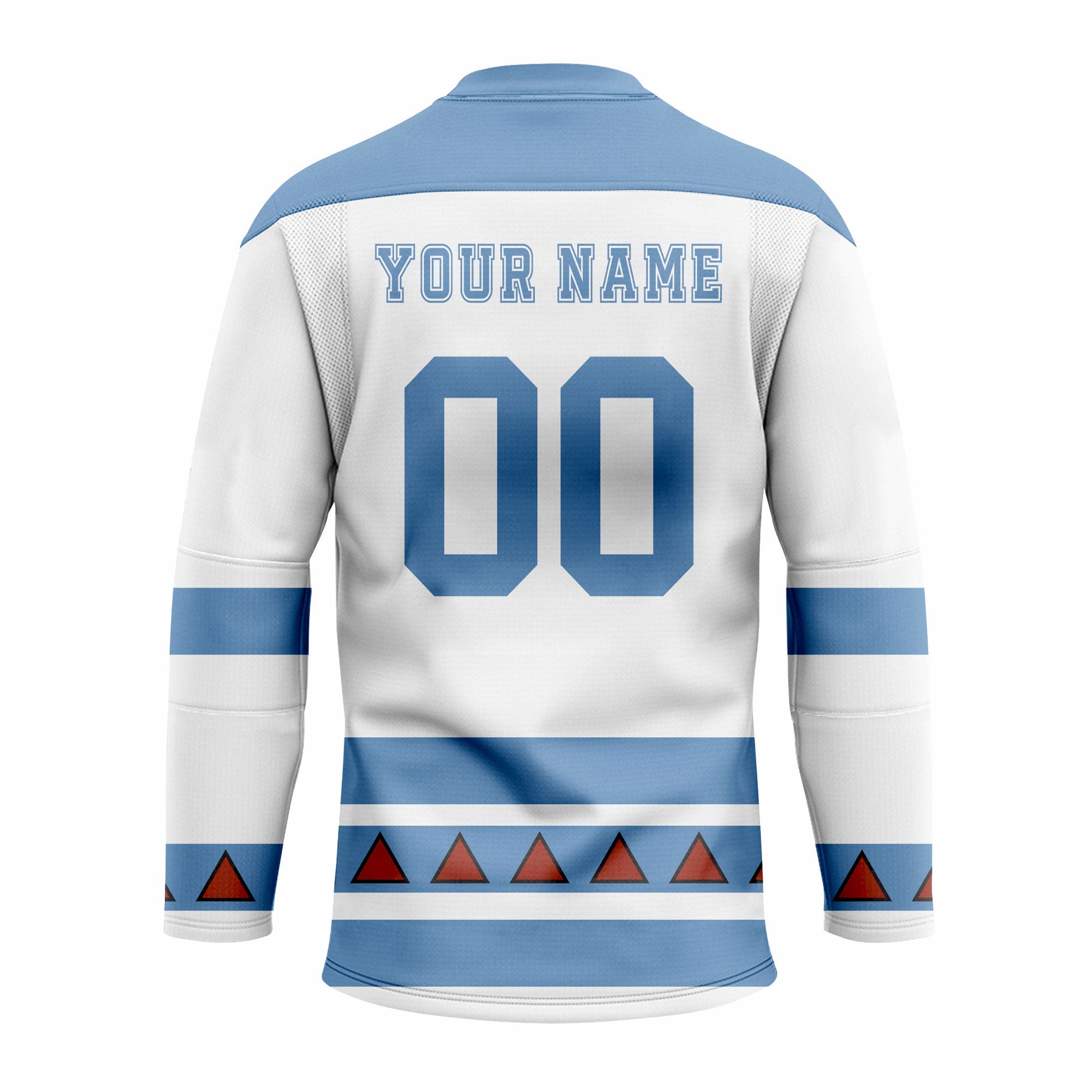 CUSTOM GREY BLUE WHITE HOCKEY JERSEY