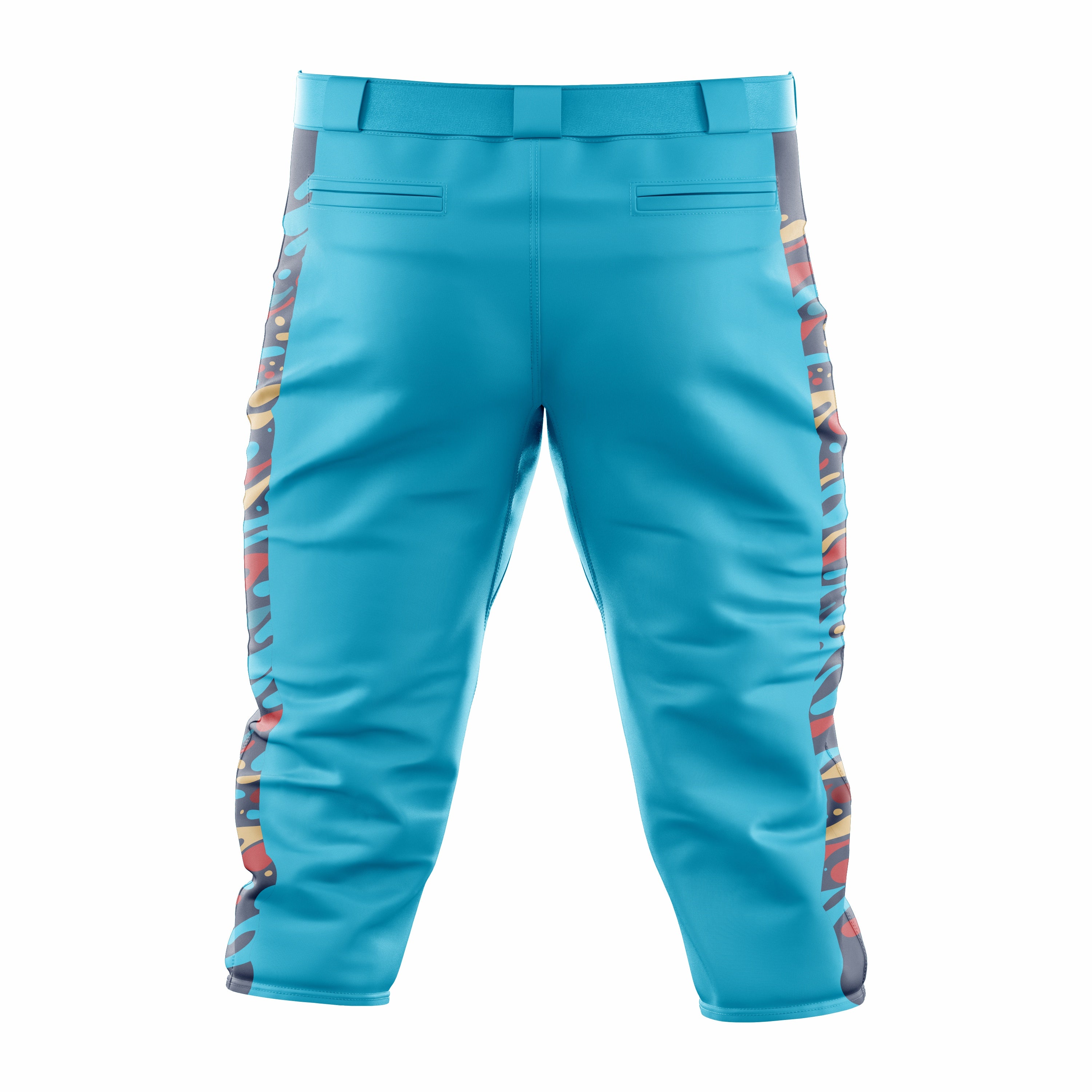 Custom Cyan, Black & Red Baseball Knicker Pant