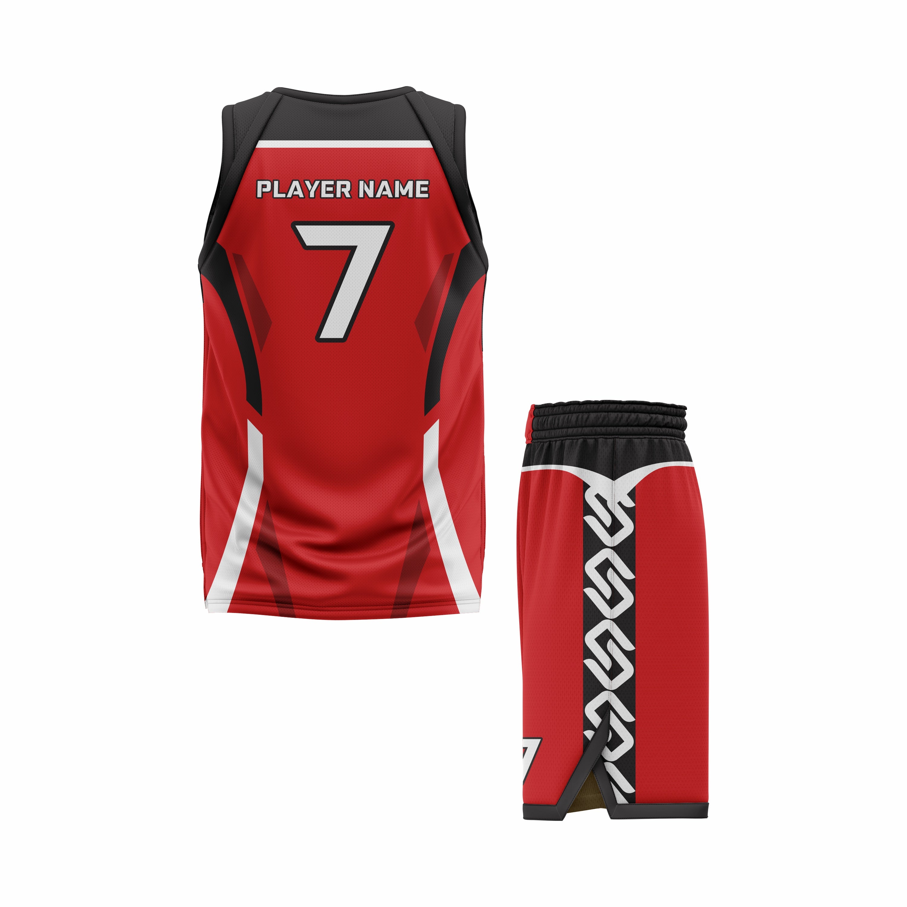 CUSTOM BLACK RED WHITE BASKETBALL UNIFORM