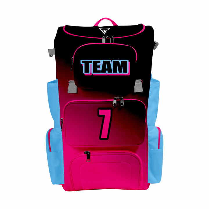 CUSTOM BLACK, RED & BLUE ELITE BASEBALL/SOFTBALL BACKPACKS