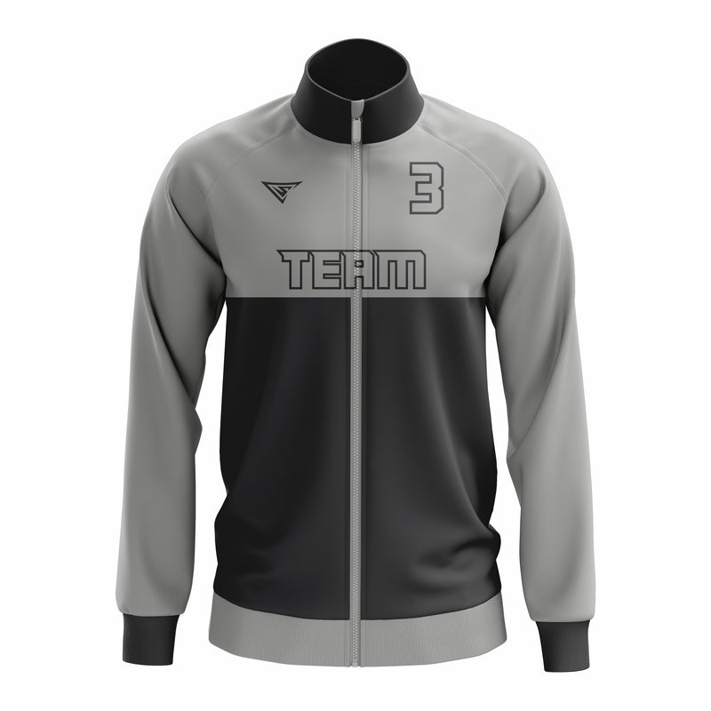 Custom Grey Black Personalized full Zip Warm-up Jacket