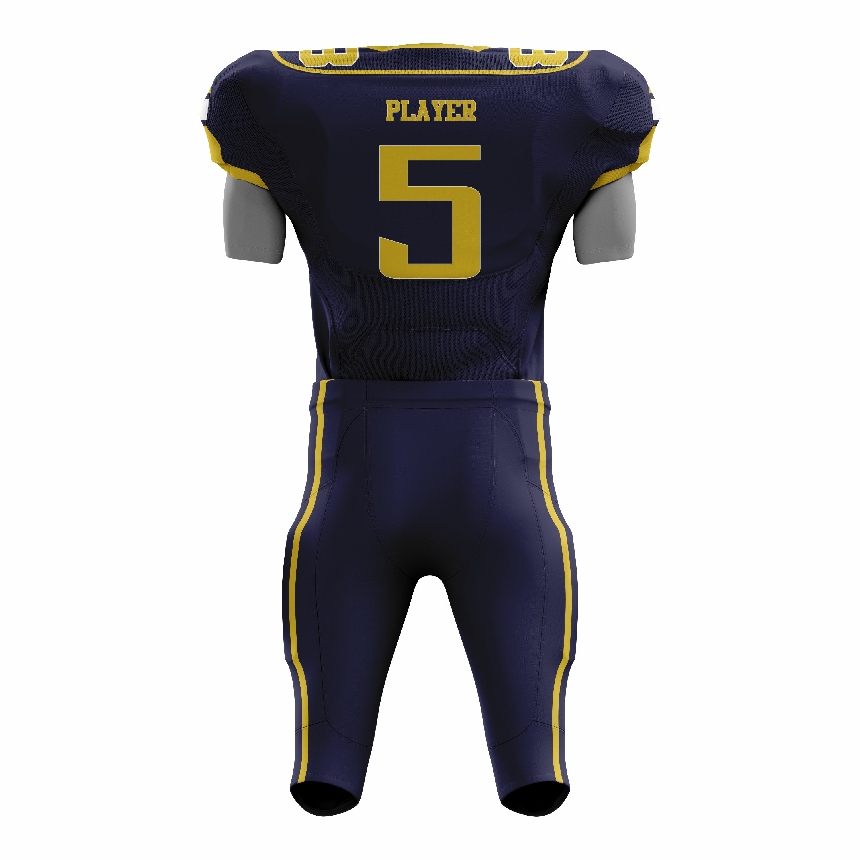 Custom Blue Yellow American Football Uniforms with Integrated Pads