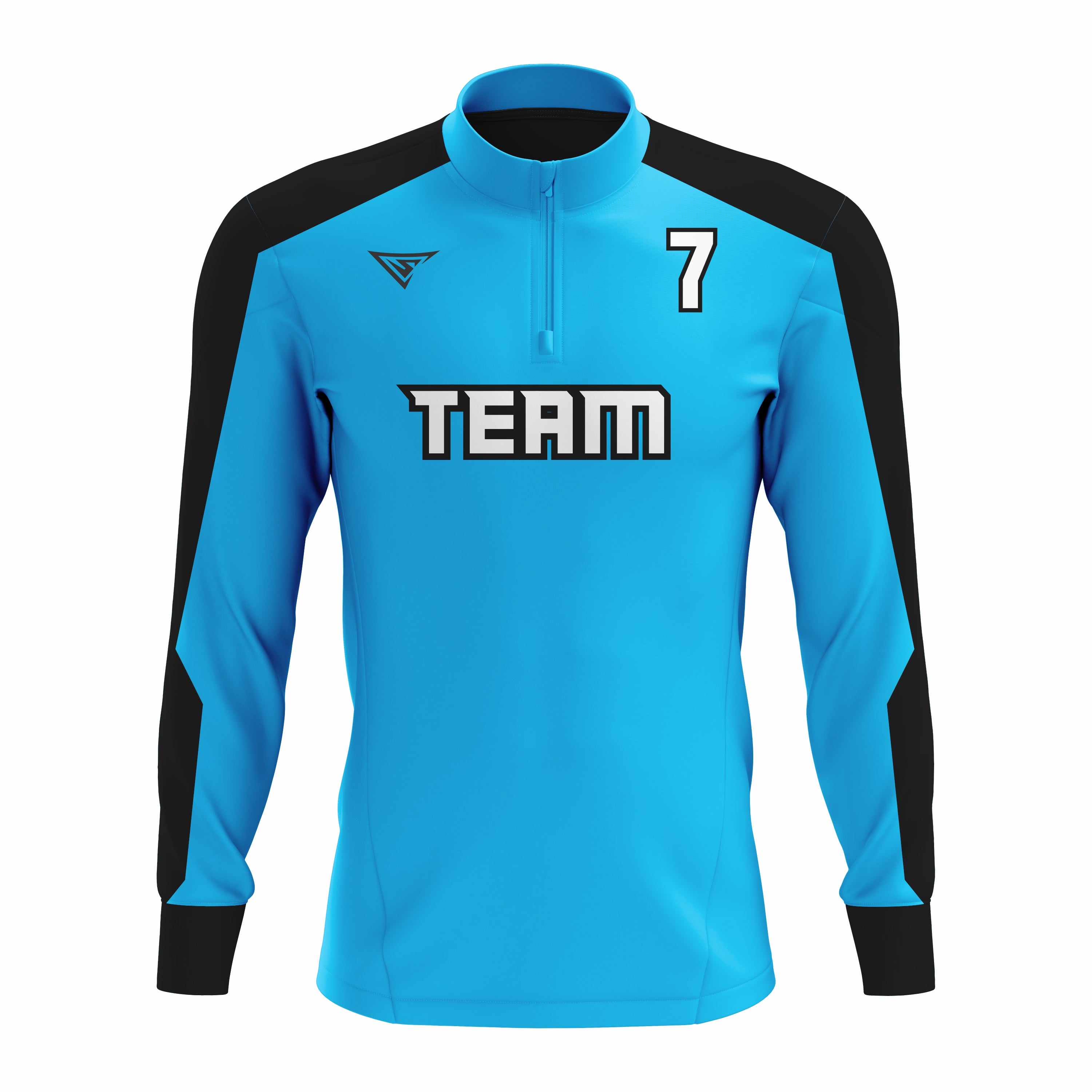 Custom Cyan & Black ¼ ZIP LONG SLEEVE WARM UP SOFTBALL JACKET