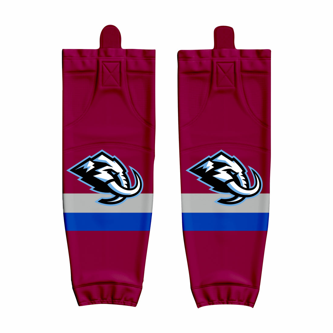 Custom Blue Maroon Gray Hockey Socks