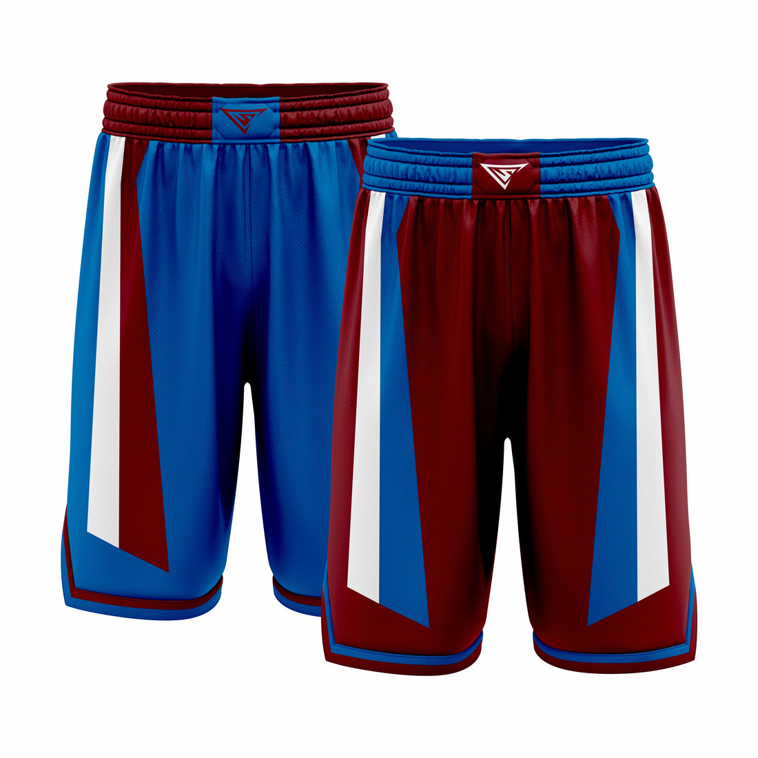 Custom Blue & Brown Reversible Double Side Sublimation Basketball Short