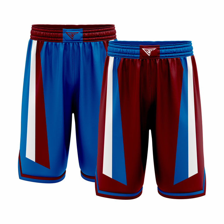 Custom Blue & Brown Reversible Double Side Sublimation Basketball Short