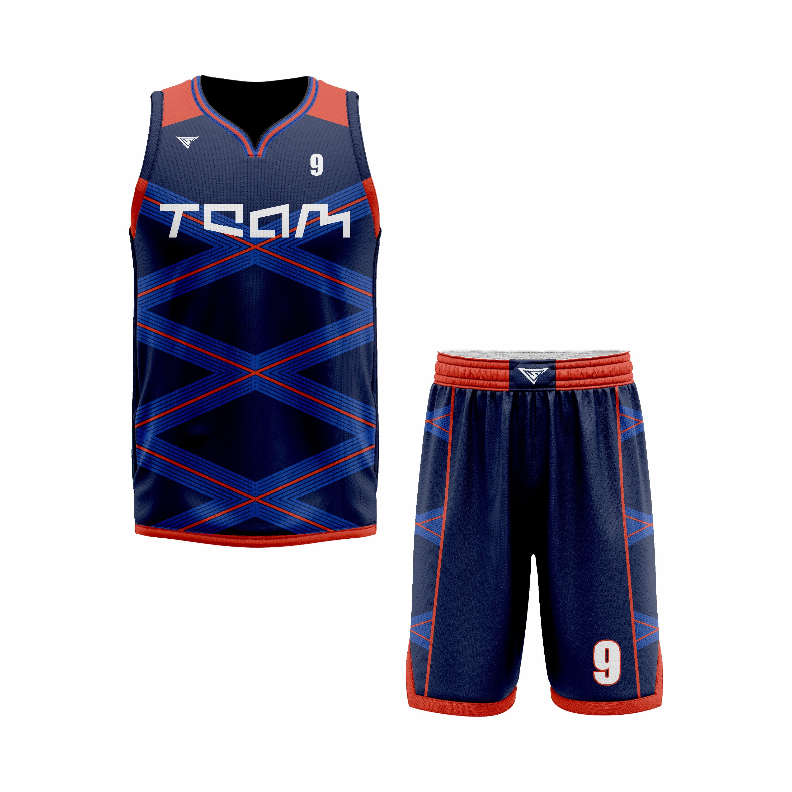 CUSTOM BLUE RED BASKETBALL UNIFORM