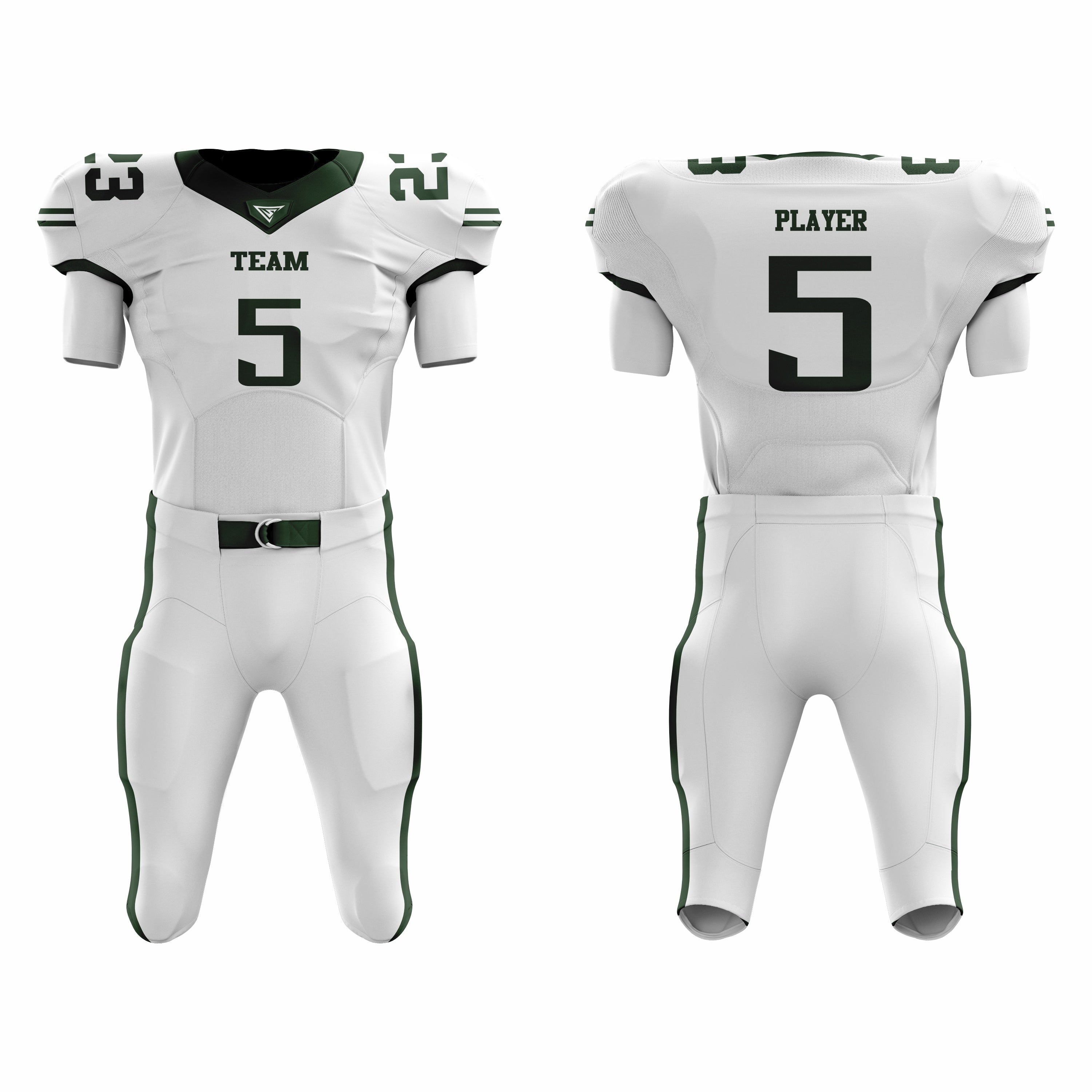 CUSTOM WHITE AMERICAN FOOTBALL UNIFORM