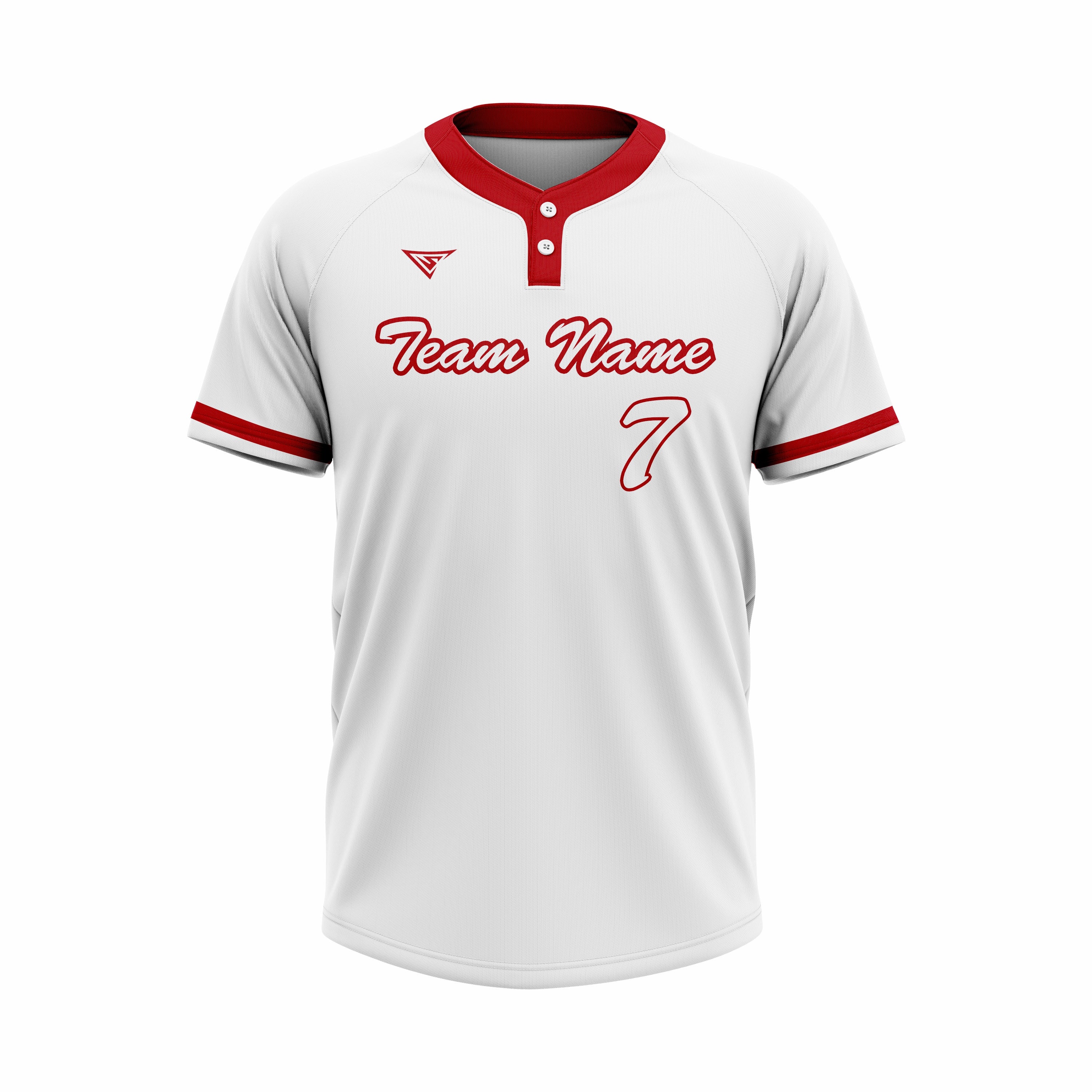 Custom White & Red Authentic Baseball two Buttons Jersey