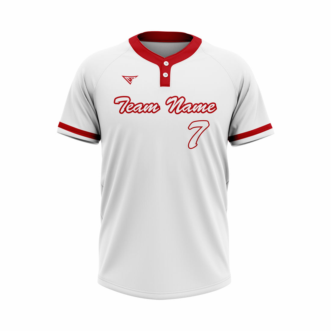 Custom White & Red Authentic Baseball two Buttons Jersey