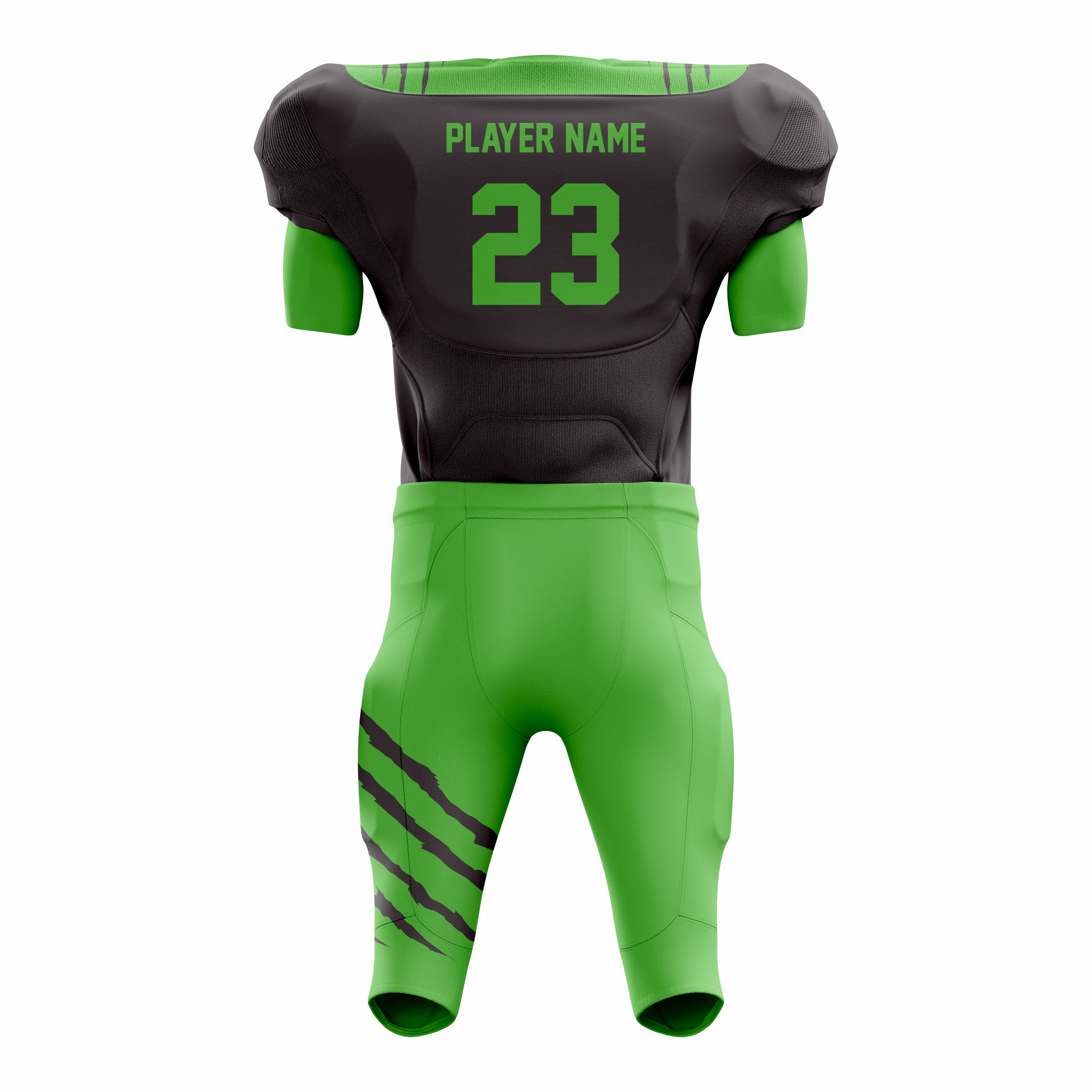 Custom Green Black American Football Uniforms with Integrated Pads