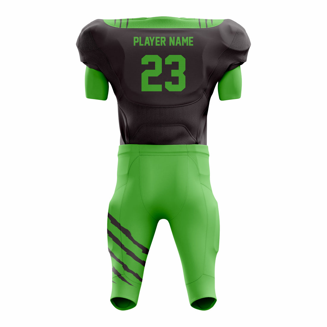 Custom Green Black American Football Uniforms with Integrated Pads