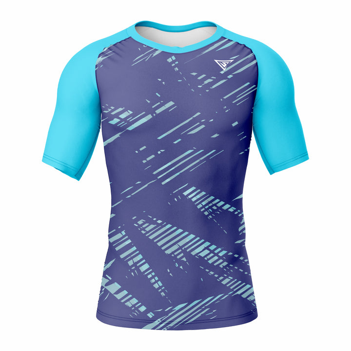 Custom Cyan Blue Authentic Short Sleeve Compression Shirt