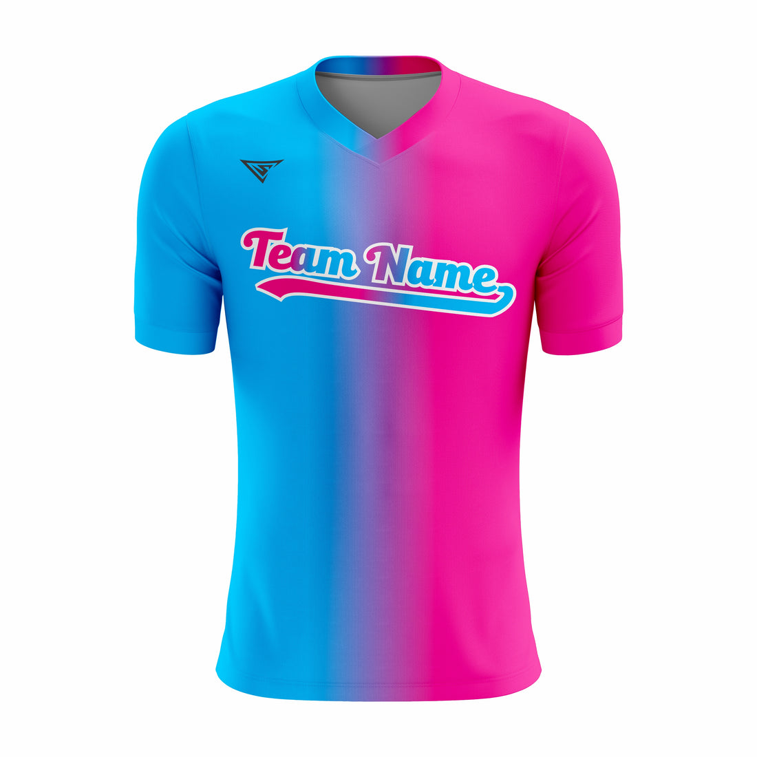 Custom Blue & Pink V-Neck Softball Jerseys