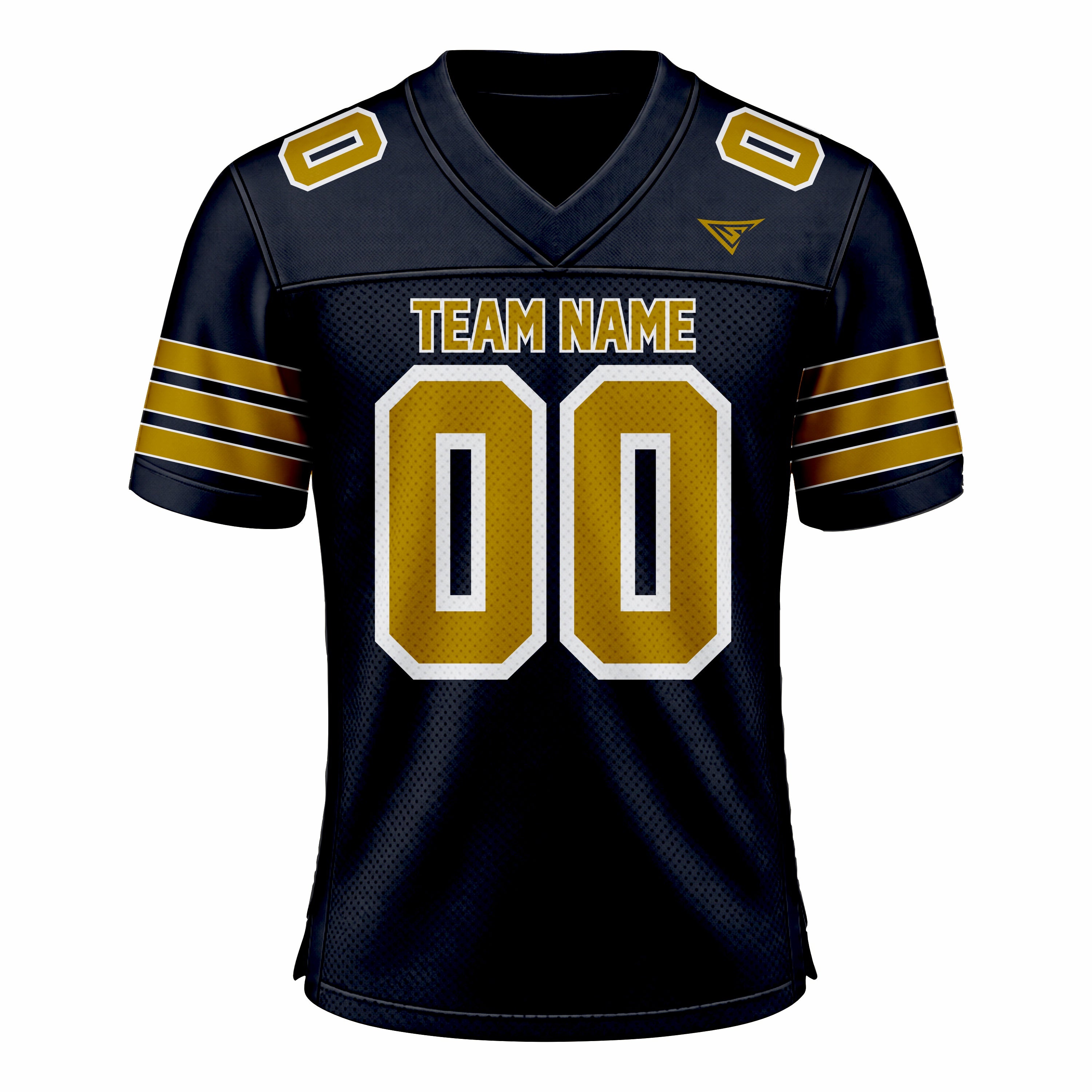 Custom Dark Blue & Orange American Football Fan Jersey