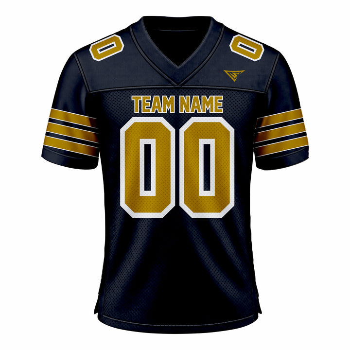 Custom Dark Blue & Orange American Football Fan Jersey
