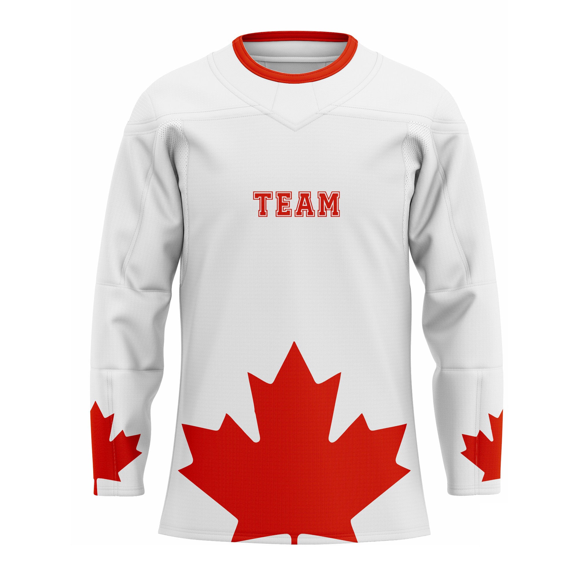 CUSTOM WHITE RED HOCKEY JERSEY