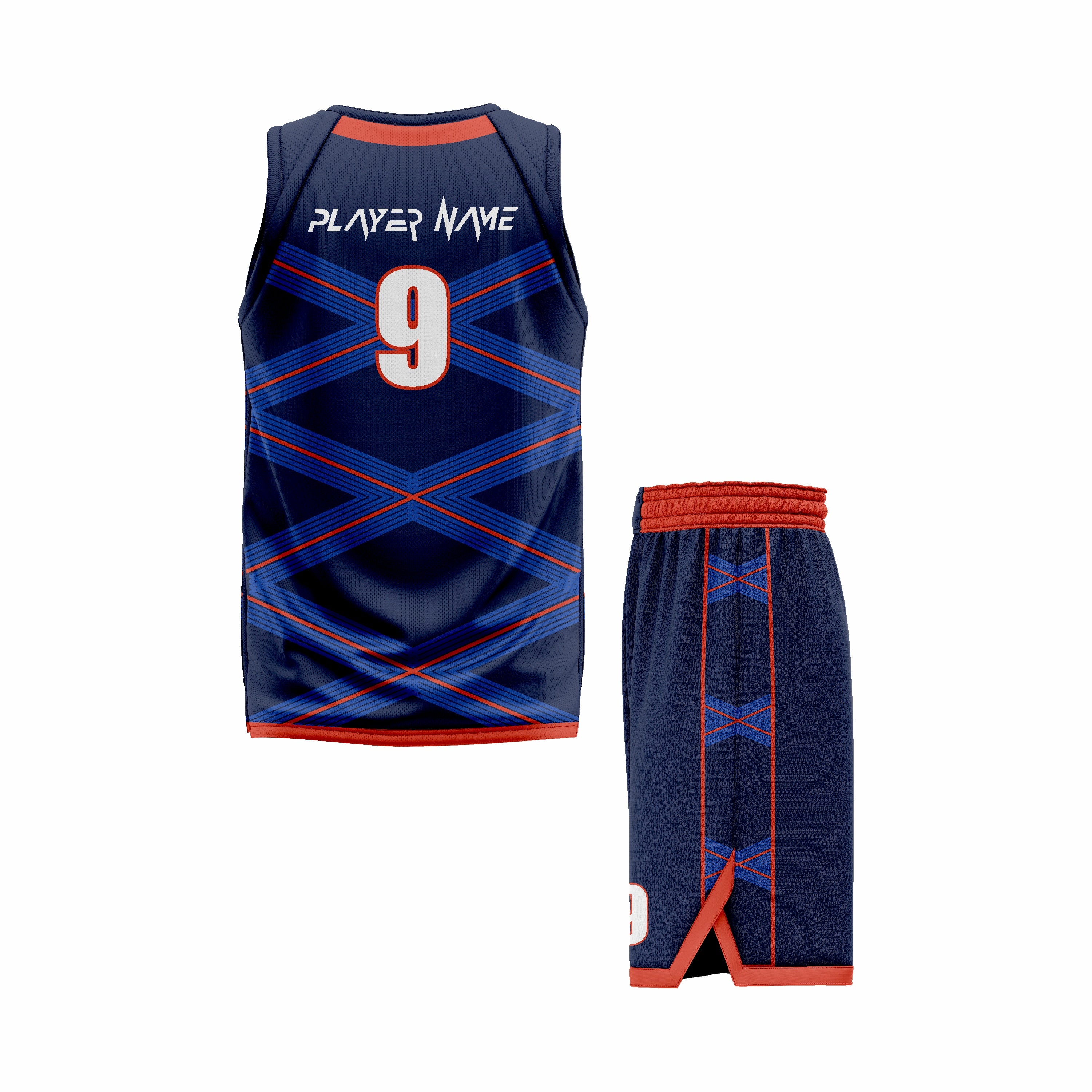 CUSTOM BLUE RED BASKETBALL UNIFORM