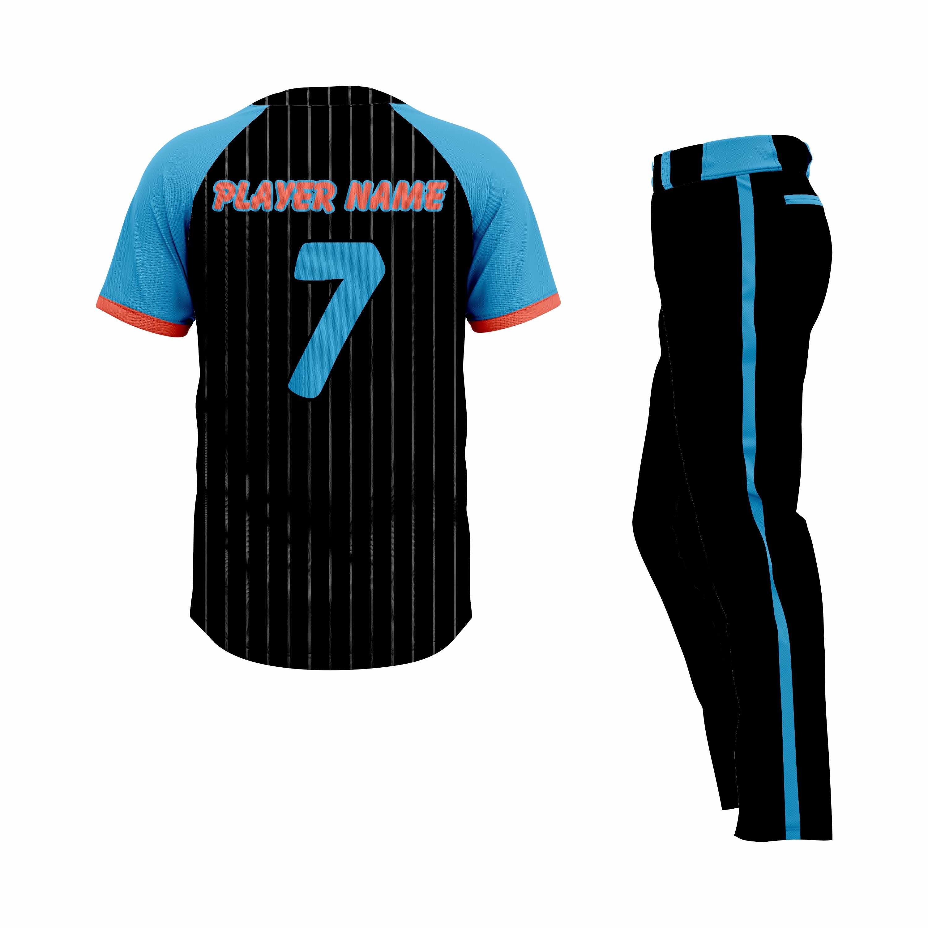 Custom Black, Blue & Orange Authentic Softball Uniform