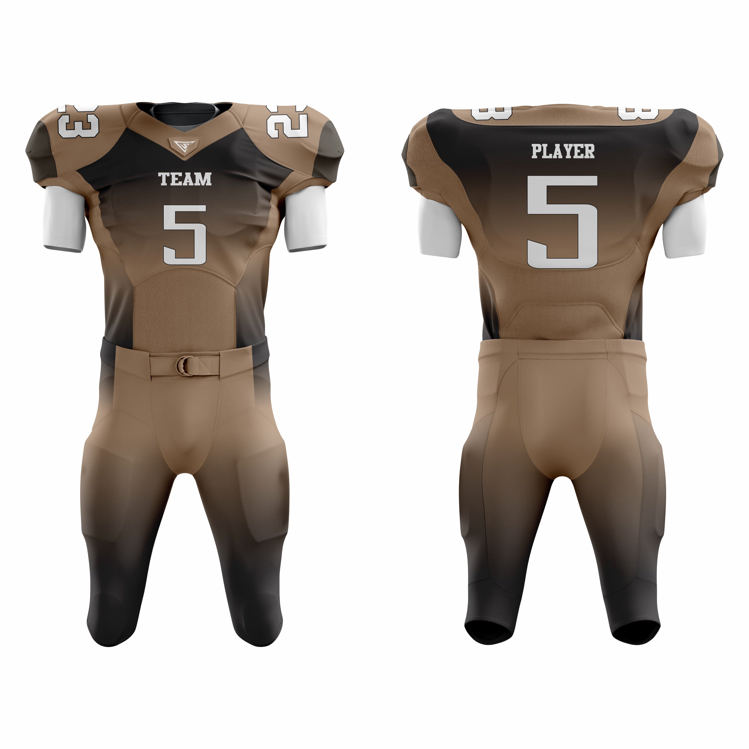 CUSTOM BLACK TAN AMERICAN FOOTBALL UNIFORM
