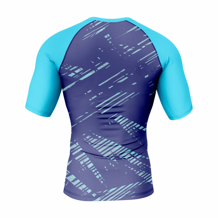 Custom Cyan Blue Authentic Short Sleeve Compression Shirt