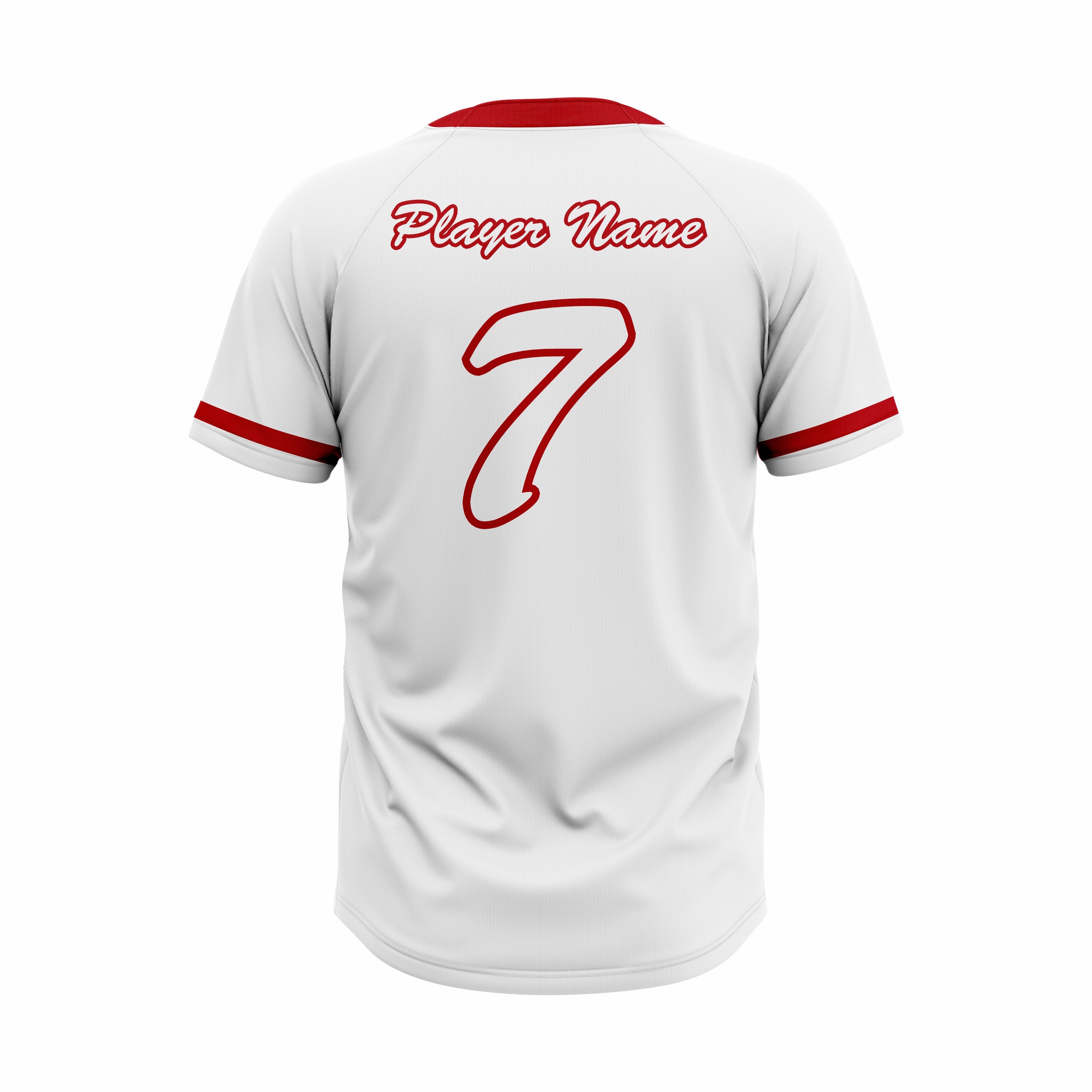 Custom White & Red Authentic Baseball two Buttons Jersey